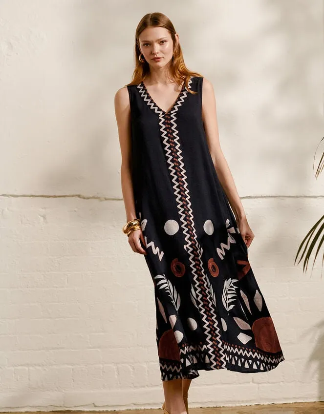 Women Carlotta Midi Dress Black Monsoon Dresses