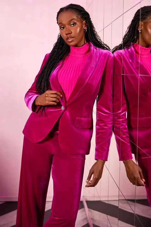Women Cerise Ribbed Turtle Neck Jumper Roman Tops