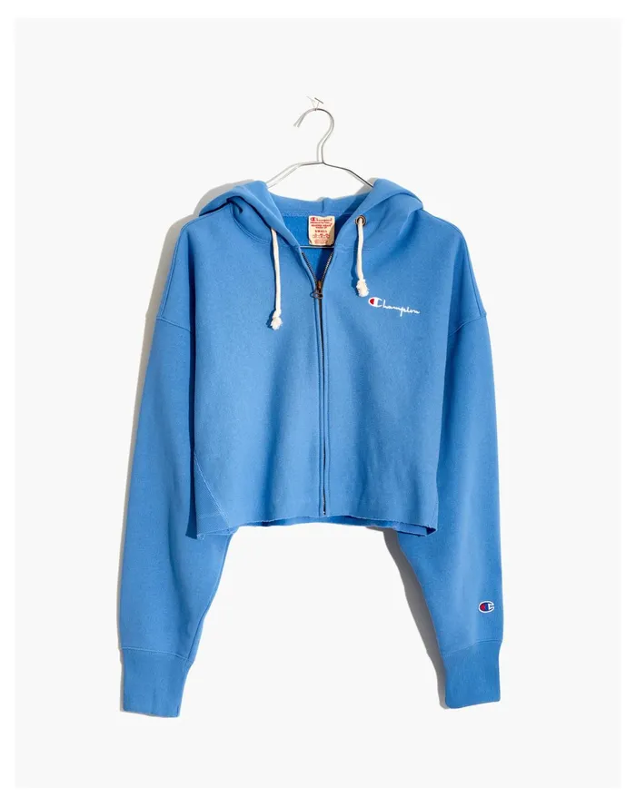 Women Champion Reverse Weave Cropped Full Zip Hoodie Sweatshirt Bright Blue Madewell Sweatshirts and Sweatpants Women Champion Reverse Weave Cropped Full Zip Hoodie Sweatshirt Bright Blue Madewell Sweatshirts and Sweatpants
