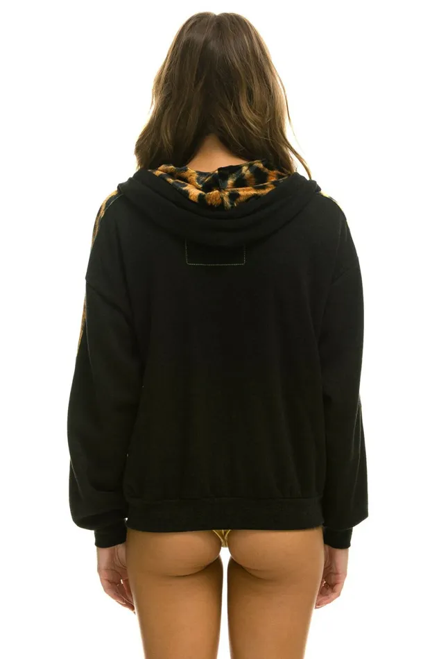 Women CHEETAH STRIPE RELAXED ZIP HOODIE WITH POCKETS 8211 BLACK CHEETAH Aviator Nation Hoodies Women CHEETAH STRIPE RELAXED ZIP HOODIE WITH POCKETS 8211 BLACK CHEETAH Aviator Nation Hoodies