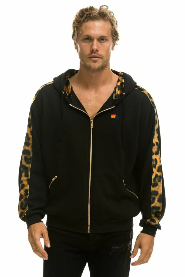 Women CHEETAH STRIPE RELAXED ZIP HOODIE WITH POCKETS 8211 BLACK CHEETAH Aviator Nation Hoodies Women CHEETAH STRIPE RELAXED ZIP HOODIE WITH POCKETS 8211 BLACK CHEETAH Aviator Nation Hoodies