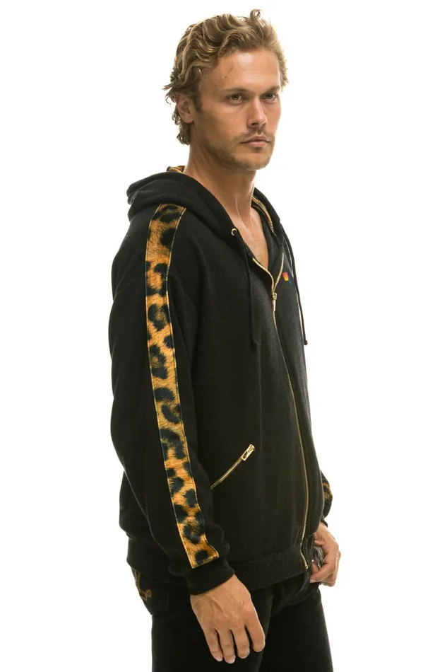 Women CHEETAH STRIPE RELAXED ZIP HOODIE WITH POCKETS 8211 BLACK CHEETAH Aviator Nation Hoodies Women CHEETAH STRIPE RELAXED ZIP HOODIE WITH POCKETS 8211 BLACK CHEETAH Aviator Nation Hoodies