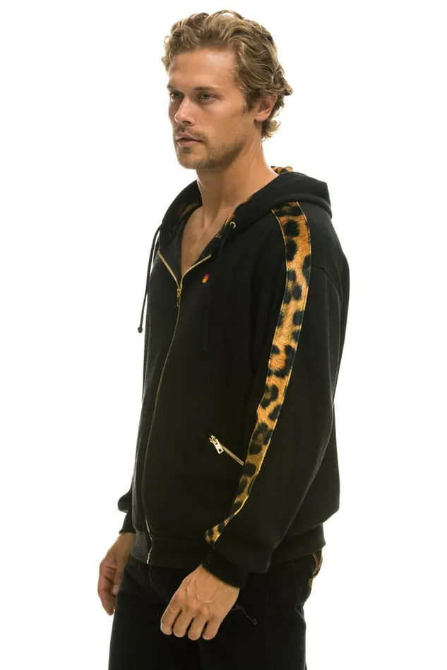 Women CHEETAH STRIPE RELAXED ZIP HOODIE WITH POCKETS 8211 BLACK CHEETAH Aviator Nation Hoodies Women CHEETAH STRIPE RELAXED ZIP HOODIE WITH POCKETS 8211 BLACK CHEETAH Aviator Nation Hoodies