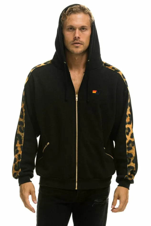 Women CHEETAH STRIPE RELAXED ZIP HOODIE WITH POCKETS 8211 BLACK CHEETAH Aviator Nation Hoodies Women CHEETAH STRIPE RELAXED ZIP HOODIE WITH POCKETS 8211 BLACK CHEETAH Aviator Nation Hoodies