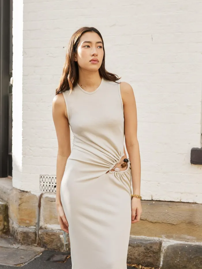 Women Christopher Esber 8211 Folia Float Buckle Tank Dress In Cream The UNDONE Dresses