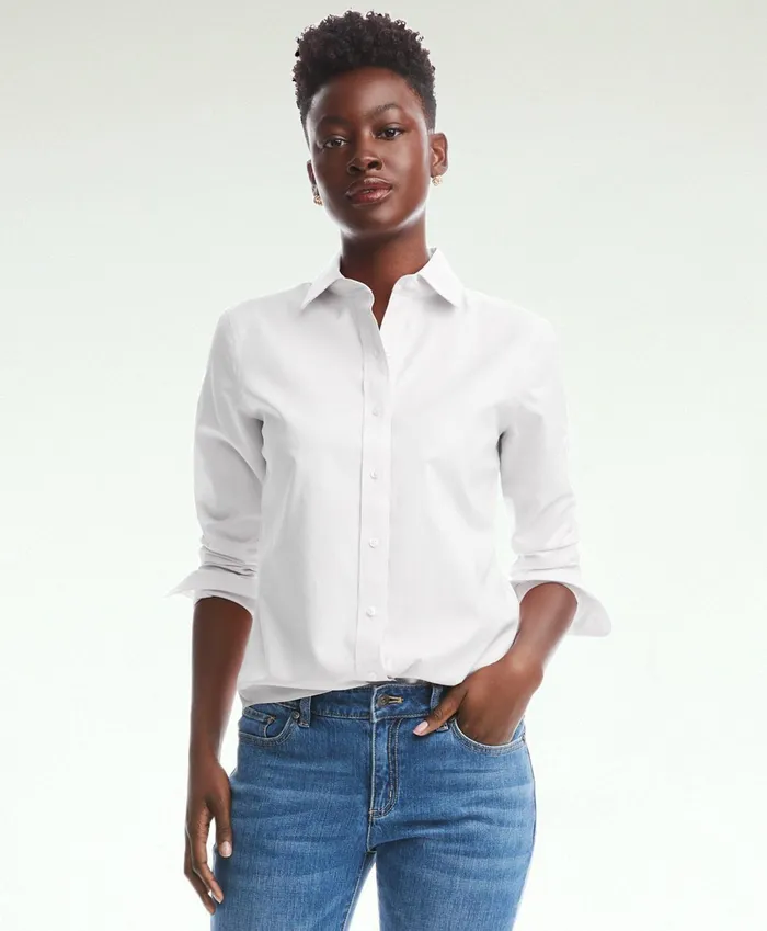 Women ClassicFit NonIron Stretch Supima Cotton Dress Shirt White Brooks Brothers Blouses and Shirts Women ClassicFit NonIron Stretch Supima Cotton Dress Shirt White Brooks Brothers Blouses and Shirts