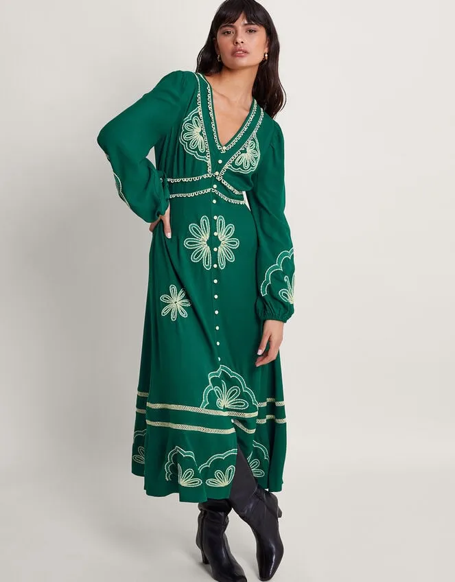 Women Clio Embroidered Dress Green Monsoon Dresses