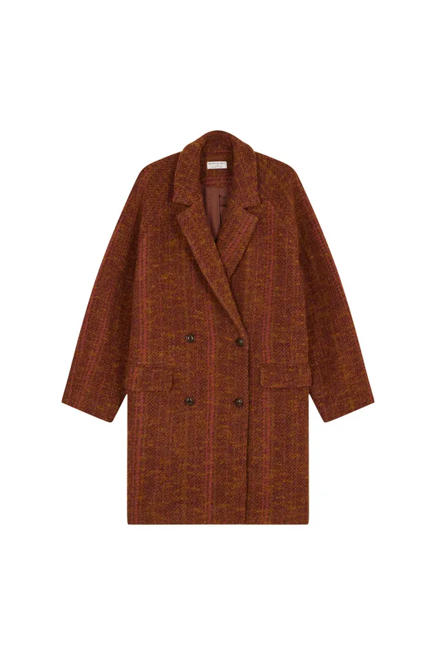 Women Coat Yamani Volta Manteau Laine Marron Orange Des Petits Hauts Coats and Jackets