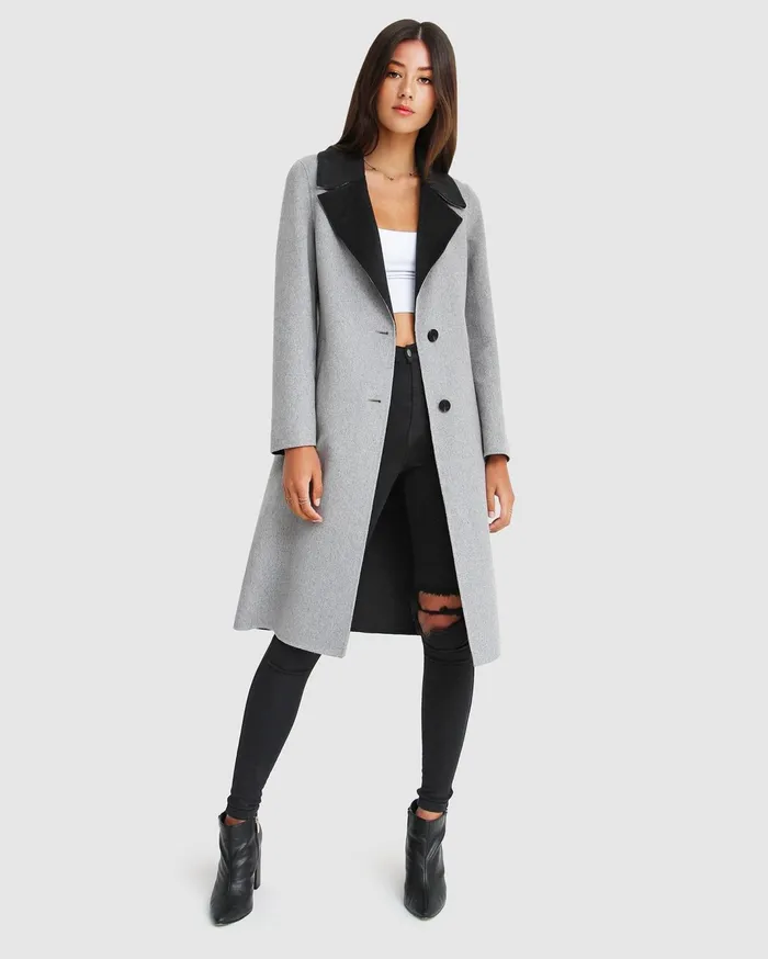 Women Coats and Jackets Belle and Bloom Lexington TwoTone Wool Blend Coat 8211 Grey