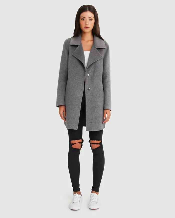 Women Coats and Jackets Belle and Bloom NEW FIT ExBoyfriend Wool Blend Oversized Jacket 8211 Dark Grey