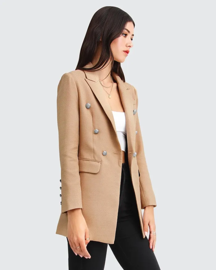 Women Coats and Jackets Belle and Bloom Princess Polina Textured Weave Blazer 8211 Camel