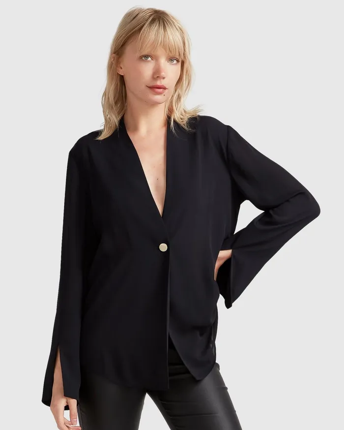 Women Coats and Jackets Belle and Bloom Sheer Genius Lightweight Blazer 8211 Black