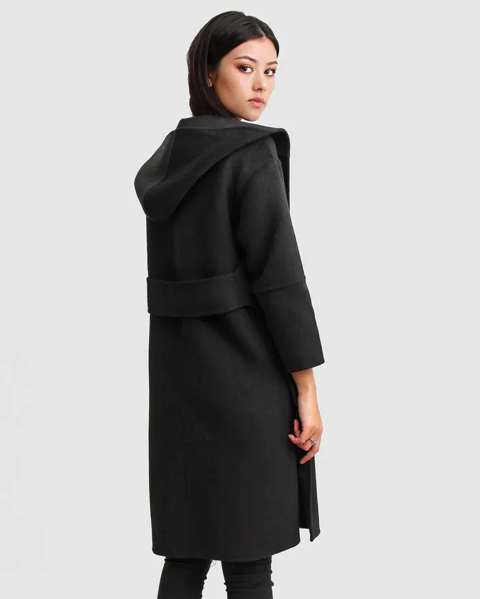 Women Coats and Jackets Belle and Bloom Walk This Way Wool Blend Oversized Coat 8211 Black