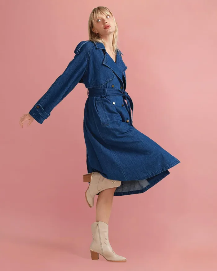 Women Coats and Jackets Belle and Bloom Wild Skies Denim Trench 8211 Mid Denim
