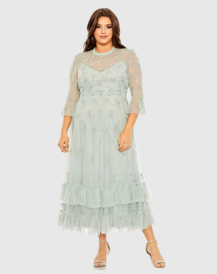 Women Cocktail Dresses Mac Duggal Green High Neck Embellished Flutter Half Length Sleeve Dress Sage Women Cocktail Dresses Mac Duggal Green High Neck Embellished Flutter Half Length Sleeve Dress Sage