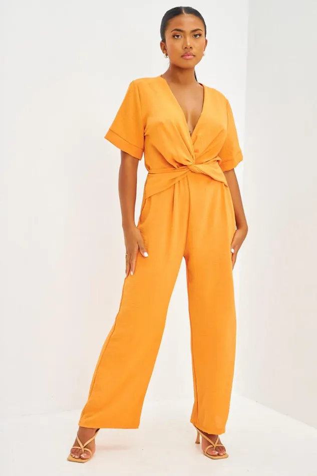 Women Combinaison Lgre Manches Courtes Noire Orange Brentiny Paris Playsuits