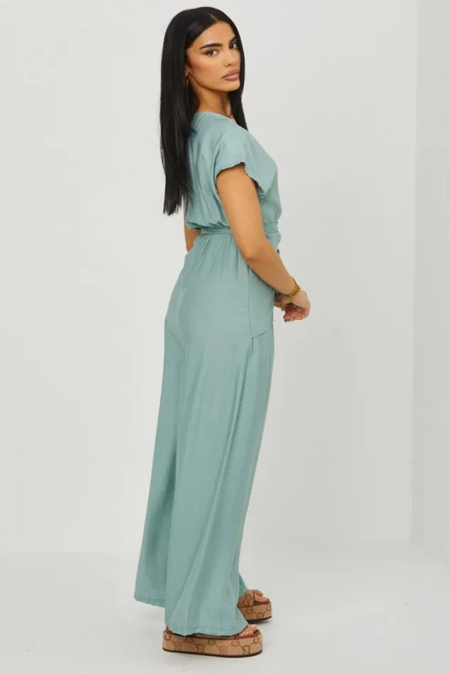 Women Combinaison Pantalon Vert D039eau Dcollet Crois A Nou Green Brentiny Paris Playsuits Women Combinaison Pantalon Vert D039eau Dcollet Crois A Nou Green Brentiny Paris Playsuits