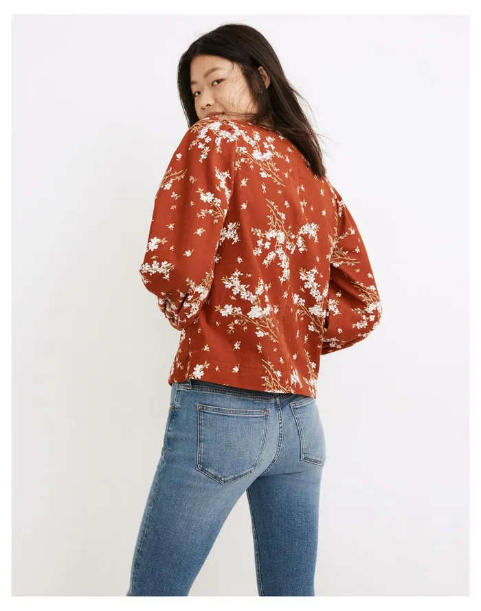 Women Corduroy Shirred Sleeve Button Front Top In Farmstand Bouquet Rusty Torch Madewell Tops and Shirts Women Corduroy Shirred Sleeve Button Front Top In Farmstand Bouquet Rusty Torch Madewell Tops and Shirts