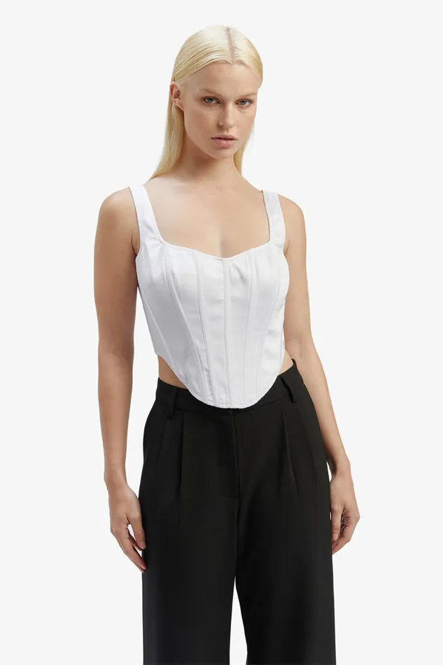 Women Corsets Bardot Satin Corset Bustier In Orchid White Orchid White