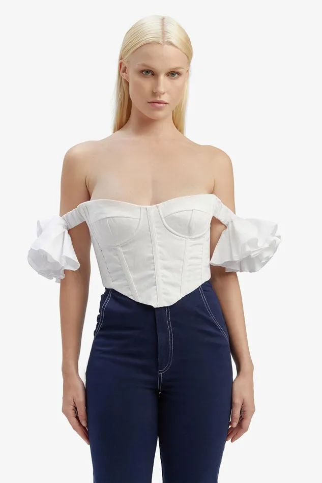 Women Corsets Bardot Sigma Corset Top In Orchid White Orchid White
