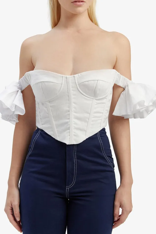 Women Corsets Bardot Sigma Corset Top In Orchid White Orchid White Women Corsets Bardot Sigma Corset Top In Orchid White Orchid White