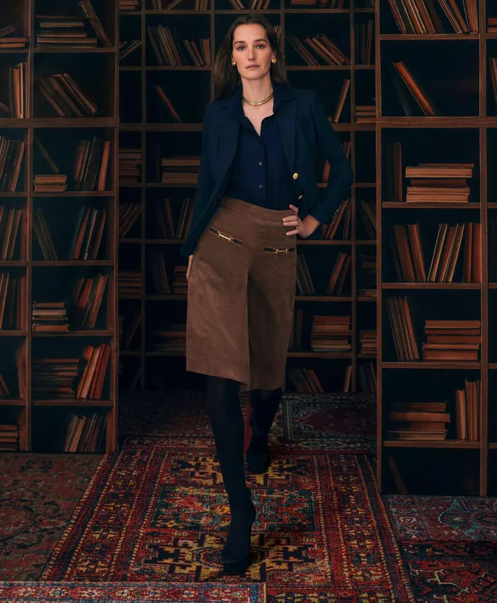 Women Cotton Pique Structured 2Button Knit Blazer Navy Brooks Brothers Blazers