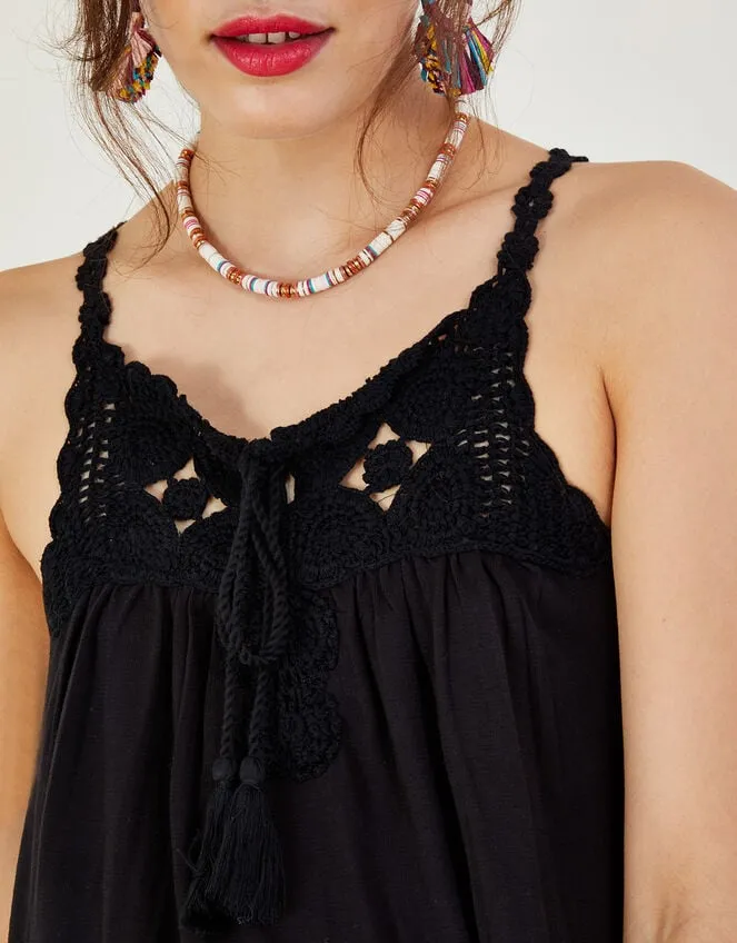Women Crochet Trim Jersey Cami Black Monsoon Tops and Blouses