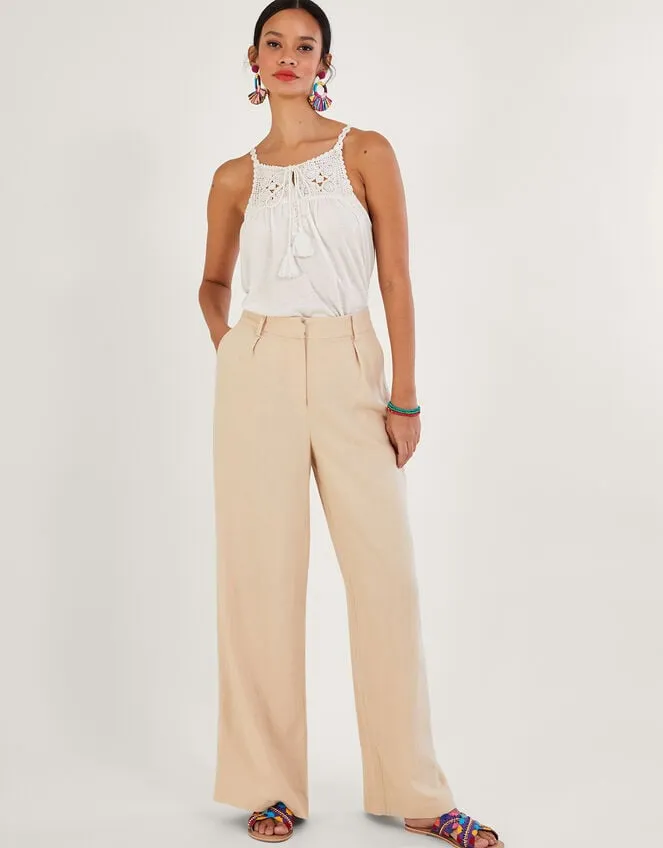 Women Crochet Trim Jersey Cami Ivory Monsoon Tops and Blouses