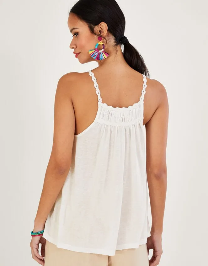 Women Crochet Trim Jersey Cami Ivory Monsoon Tops and Blouses