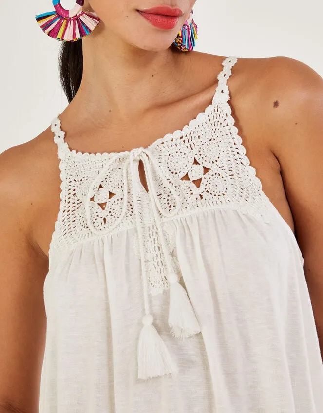 Women Crochet Trim Jersey Cami Ivory Monsoon Tops and Blouses