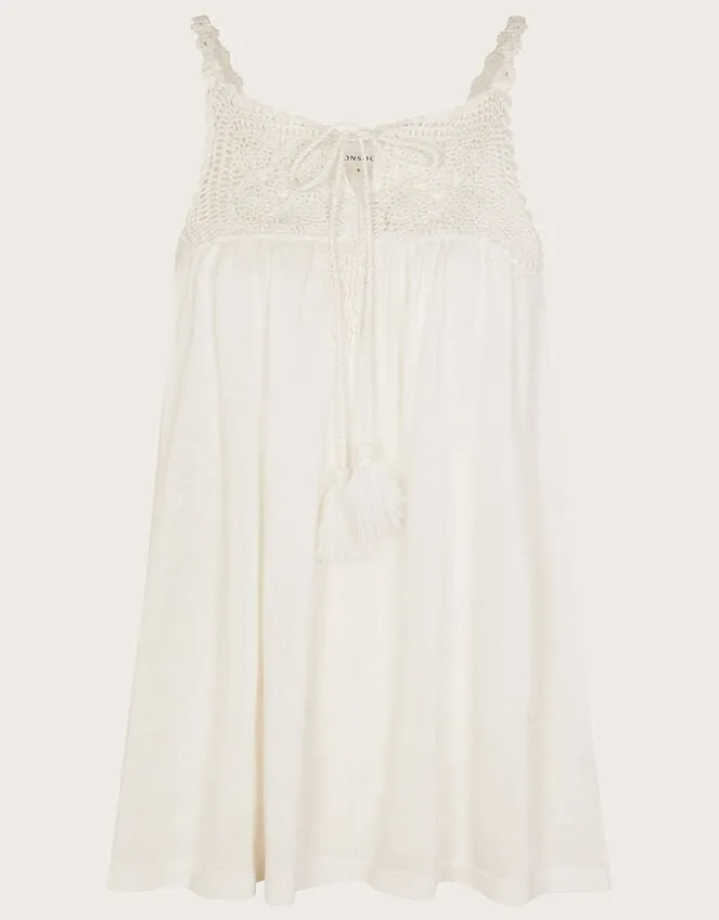 Women Crochet Trim Jersey Cami Ivory Monsoon Tops and Blouses