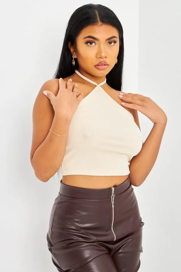 Women Crop Top Ivoire Dos Nu Nouer Autour Du Cou Brentiny Paris Top And Tank Tops Women Crop Top Ivoire Dos Nu Nouer Autour Du Cou Brentiny Paris Top And Tank Tops