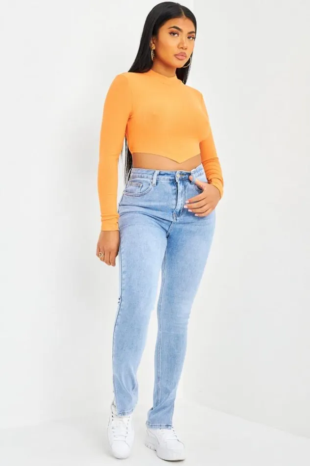 Women Crop Top Orange Lacets Au Dos Orange Brentiny Paris Top And Tank Tops