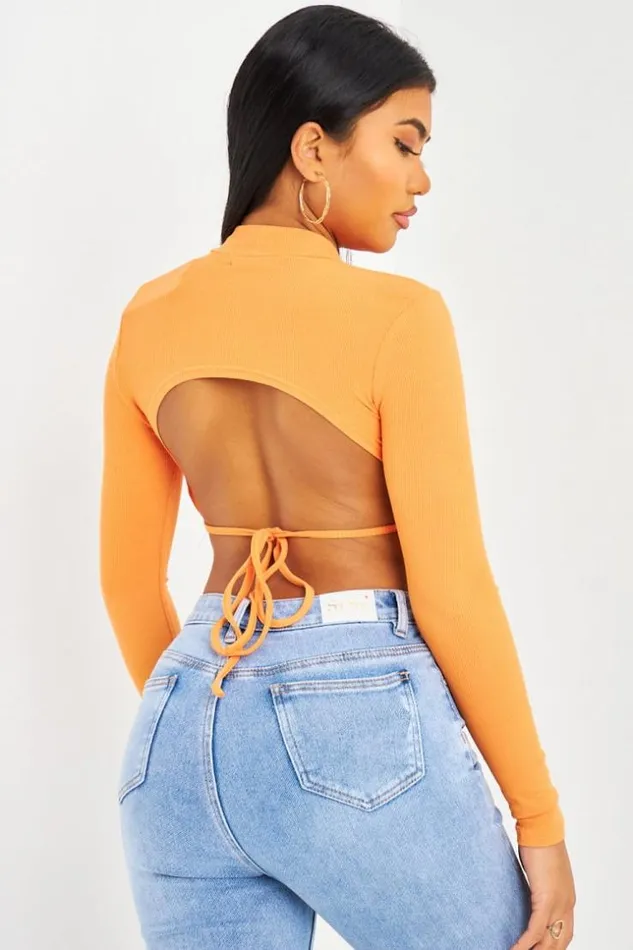 Women Crop Top Orange Lacets Au Dos Orange Brentiny Paris Top And Tank Tops