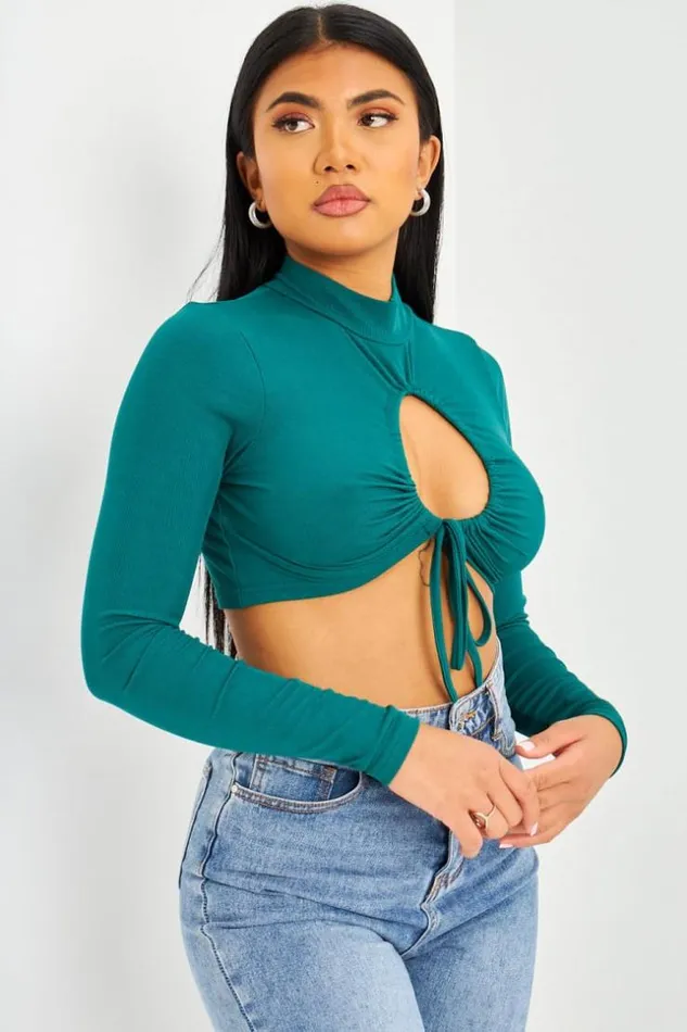 Women Crop Top Vert Ajour La Poitrine Brentiny Paris Lace Tops