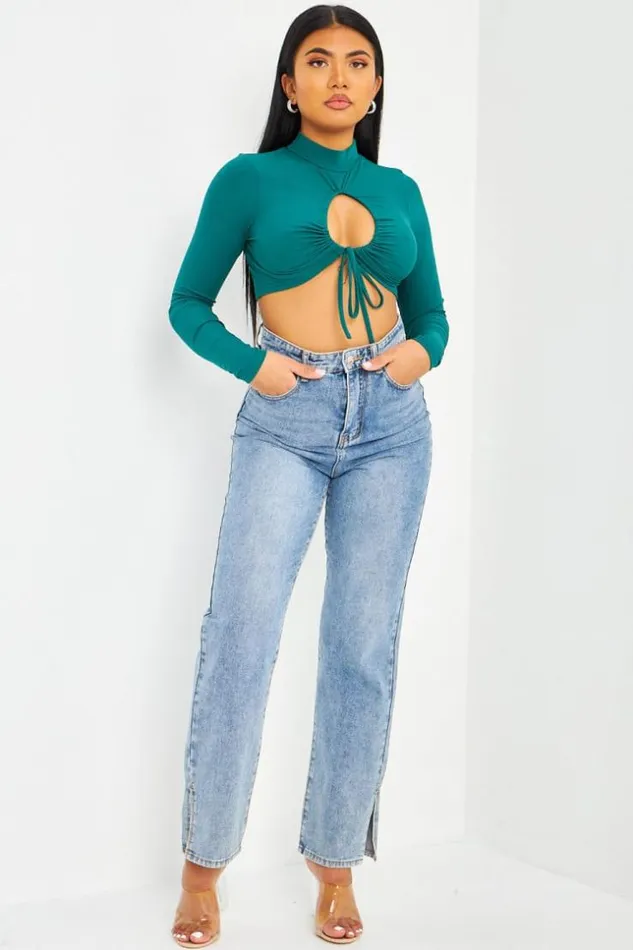 Women Crop Top Vert Ajour La Poitrine Brentiny Paris Lace Tops
