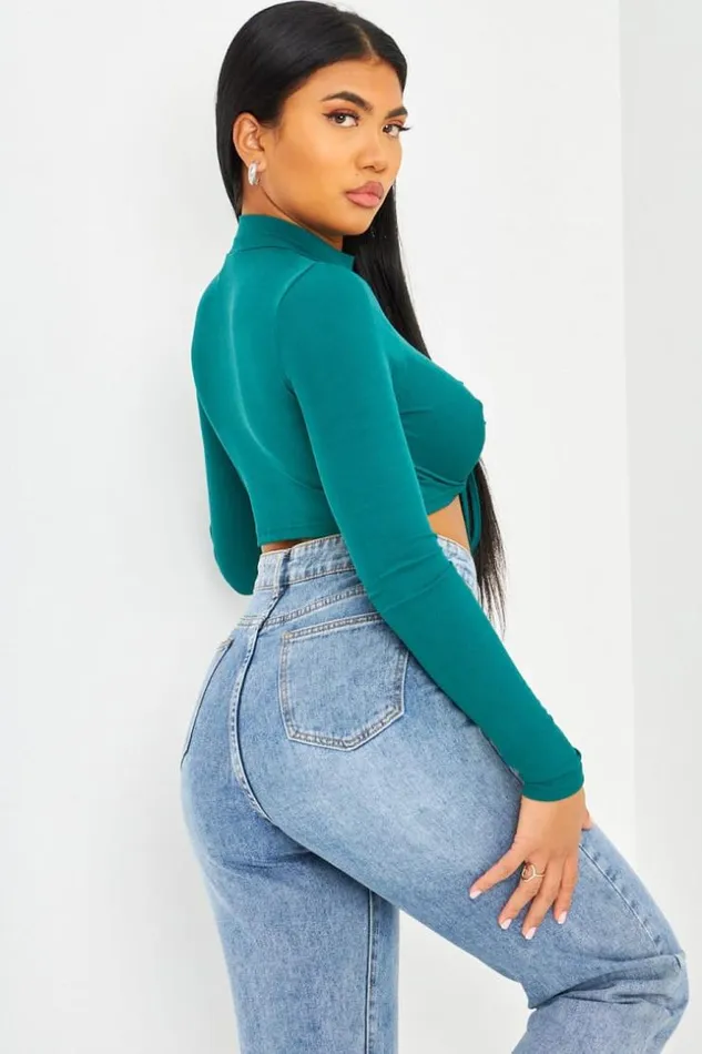 Women Crop Top Vert Ajour La Poitrine Brentiny Paris Lace Tops