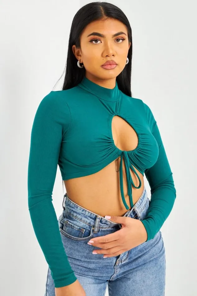 Women Crop Top Vert Ajour La Poitrine Brentiny Paris Lace Tops