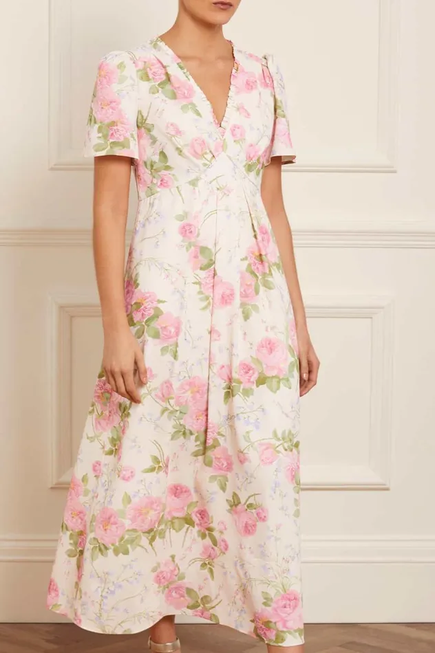 Women Day Dresses Needle and Thread Rose Bluebell VNeck Ankle Dress Multi