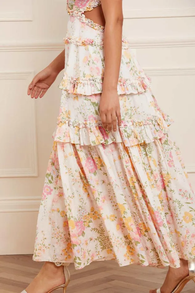Women Day Dresses Needle and Thread Sunrise Bloom Backless Cotton Ankle Gown Multi
