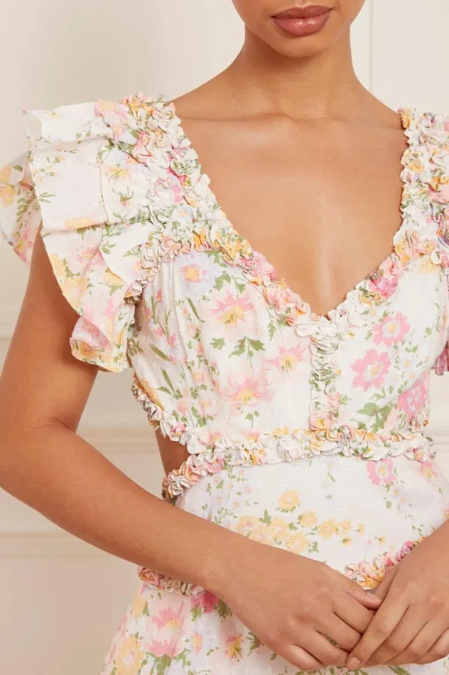 Women Day Dresses Needle and Thread Sunrise Bloom Backless Cotton Ankle Gown Multi
