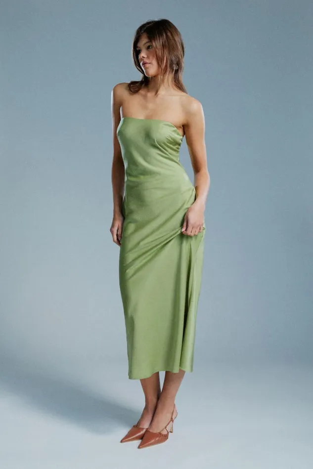 Women Day To Night Dresses Bardot Casette Strapless Slip Dress In Applegreen Applegreen Women Day To Night Dresses Bardot Casette Strapless Slip Dress In Applegreen Applegreen