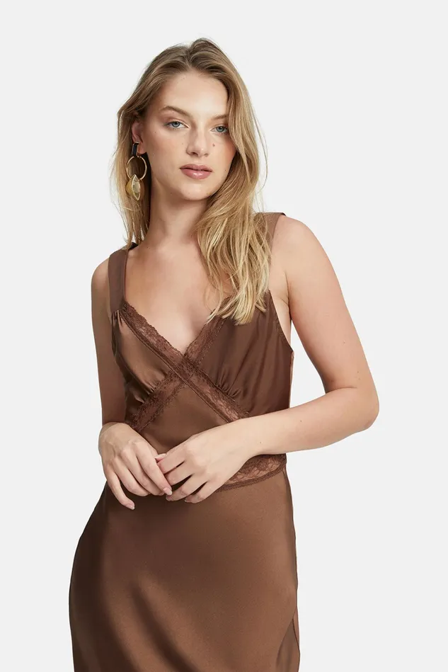 Women Day To Night Dresses Bardot Emory Lace Slip Dress In Chocolate Chocolate Women Day To Night Dresses Bardot Emory Lace Slip Dress In Chocolate Chocolate