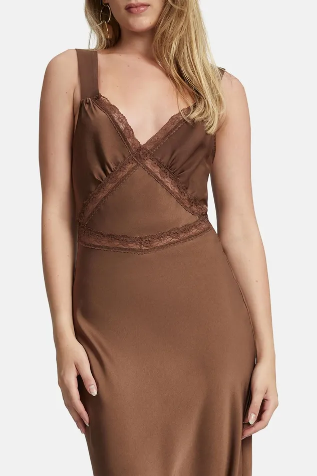 Women Day To Night Dresses Bardot Emory Lace Slip Dress In Chocolate Chocolate Women Day To Night Dresses Bardot Emory Lace Slip Dress In Chocolate Chocolate