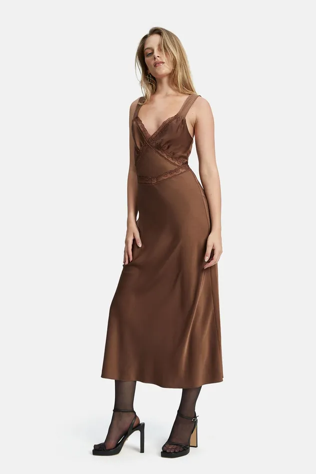 Women Day To Night Dresses Bardot Emory Lace Slip Dress In Chocolate Chocolate Women Day To Night Dresses Bardot Emory Lace Slip Dress In Chocolate Chocolate