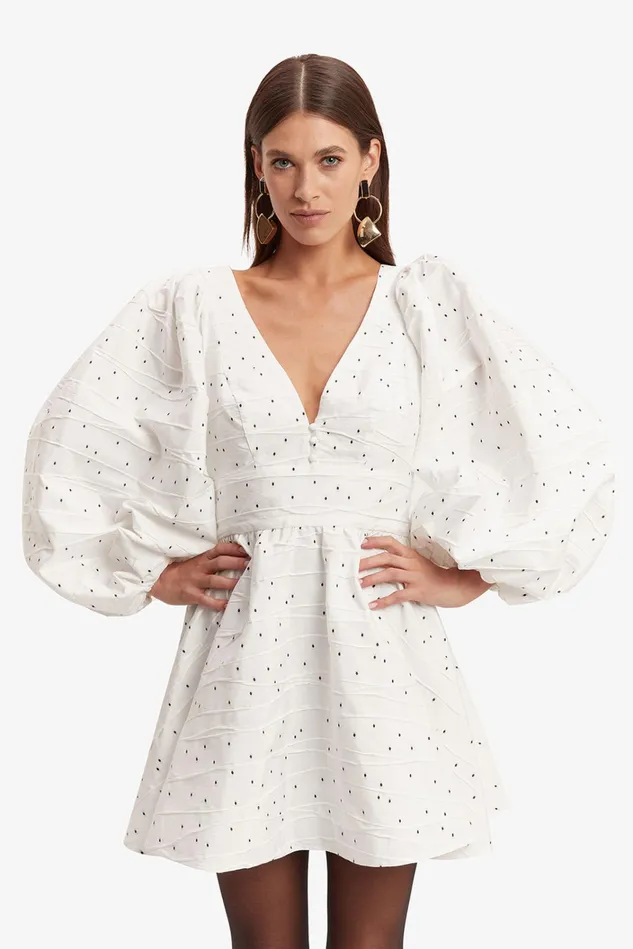 Women Day To Night Dresses Bardot Eva Mini Dress In Ivory Spot Ivory Spot Women Day To Night Dresses Bardot Eva Mini Dress In Ivory Spot Ivory Spot