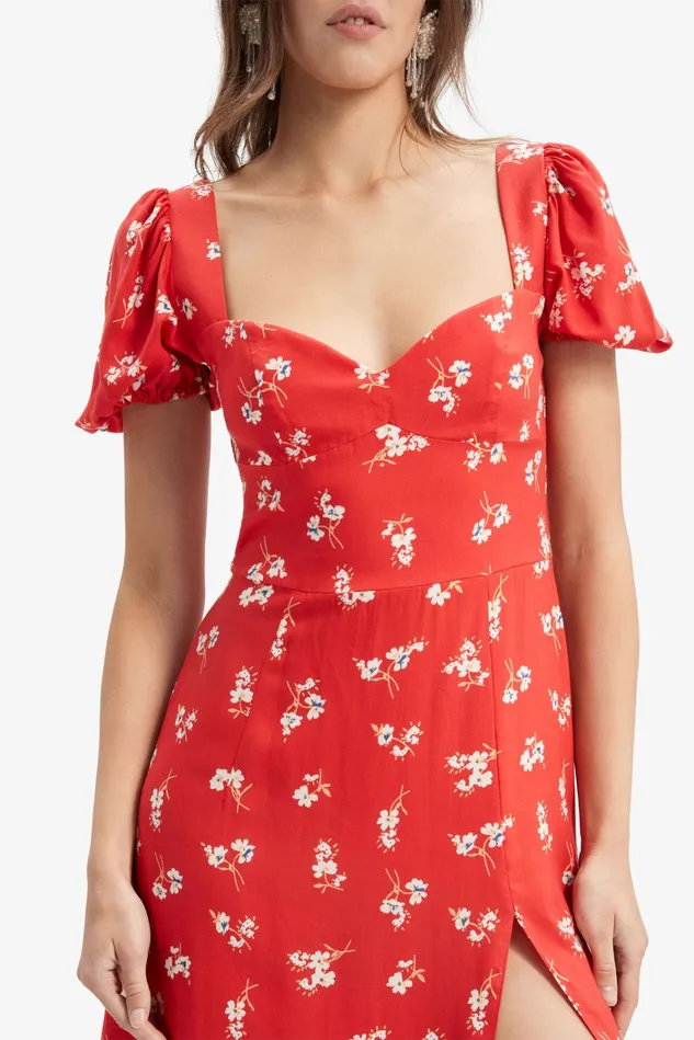 Women Day To Night Dresses Bardot Gillian Midi Dress In Red Dit Fl Red Dit Fl Women Day To Night Dresses Bardot Gillian Midi Dress In Red Dit Fl Red Dit Fl
