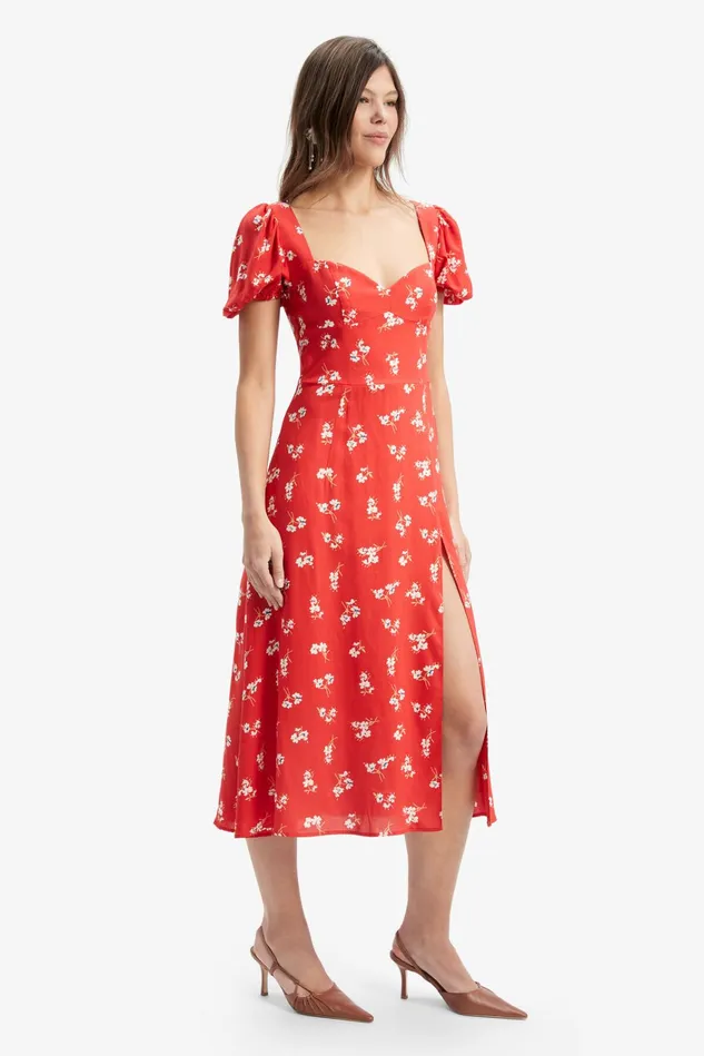 Women Day To Night Dresses Bardot Gillian Midi Dress In Red Dit Fl Red Dit Fl Women Day To Night Dresses Bardot Gillian Midi Dress In Red Dit Fl Red Dit Fl