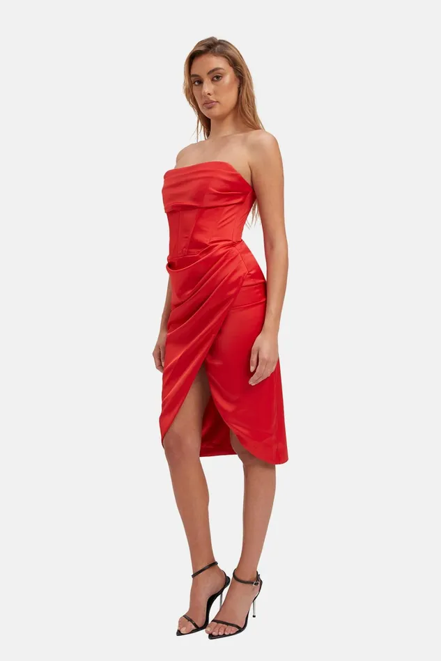 Women Day To Night Dresses Bardot Jamila Corset Dress In Fire Red Fire Red Women Day To Night Dresses Bardot Jamila Corset Dress In Fire Red Fire Red