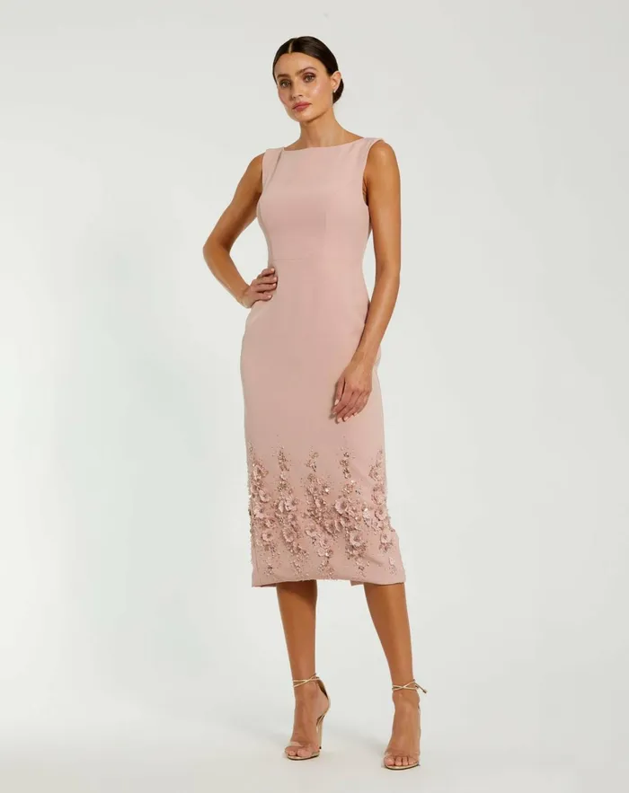 Women Daytime Dresses Mac Duggal Crepe Sleeveless Midi Dress With Flower Beading Vintage Lilac Women Daytime Dresses Mac Duggal Crepe Sleeveless Midi Dress With Flower Beading Vintage Lilac